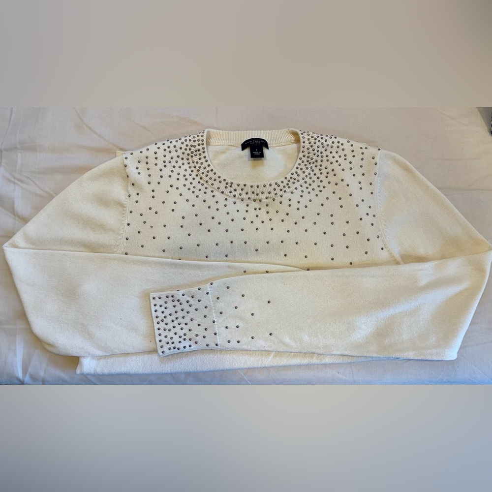Ann Taylor Cream Studded Blouse
